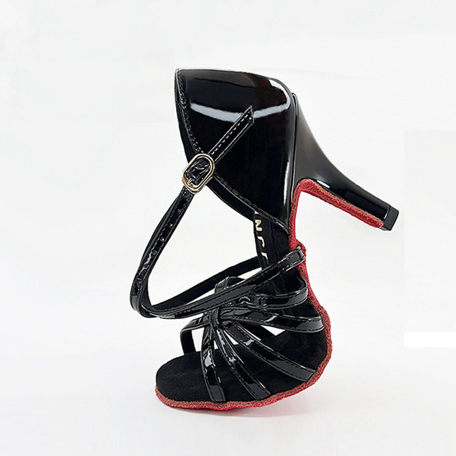 Women's Black Leatherette Customized Heel Latin Dance Shoes Ballroom Dance Shoes