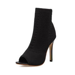 Women's 10cm Rubber Sole Slim High Heel Salsa JazDance Shoes Heels Dance Boots