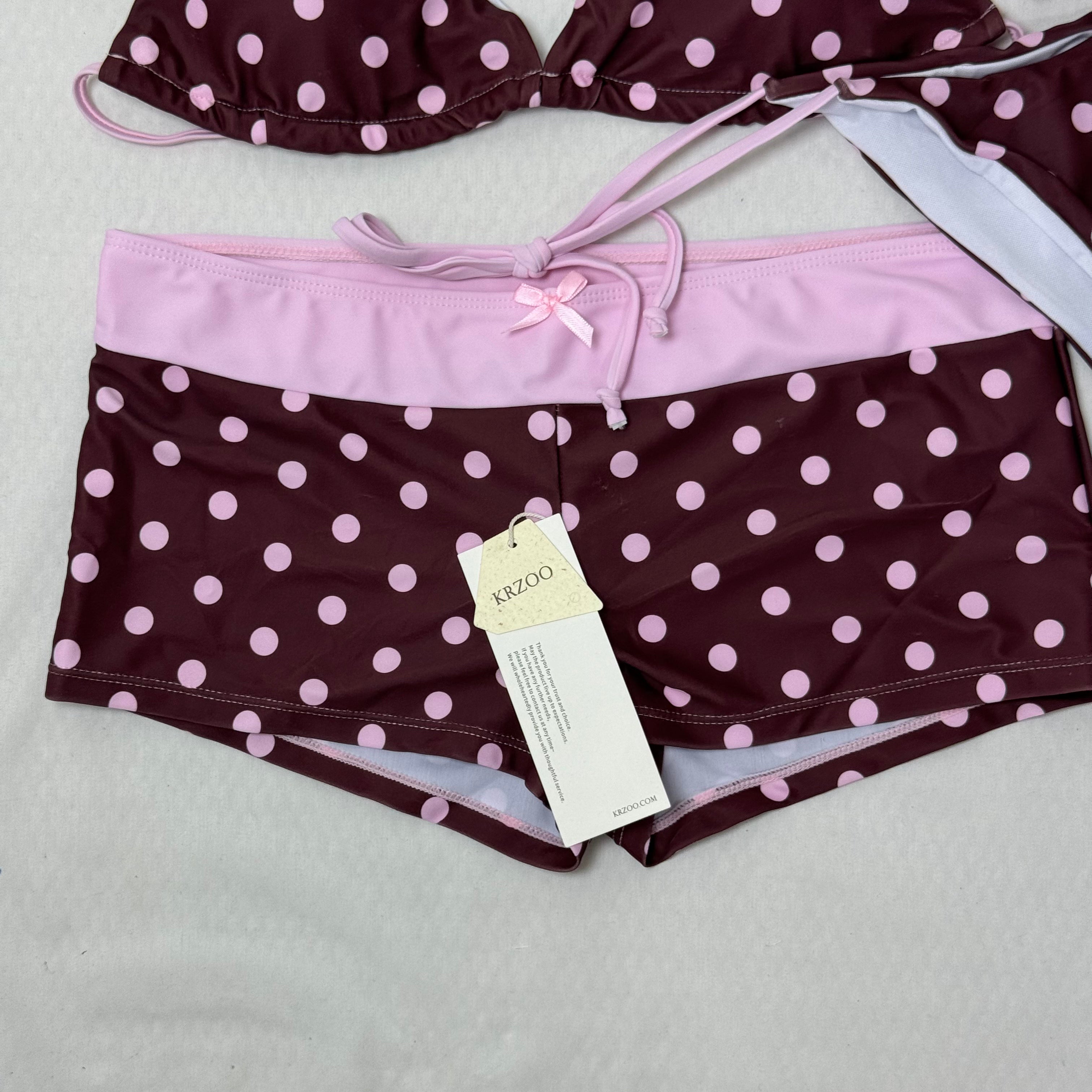 Dot-pattern two-piece strapless swimsuit
