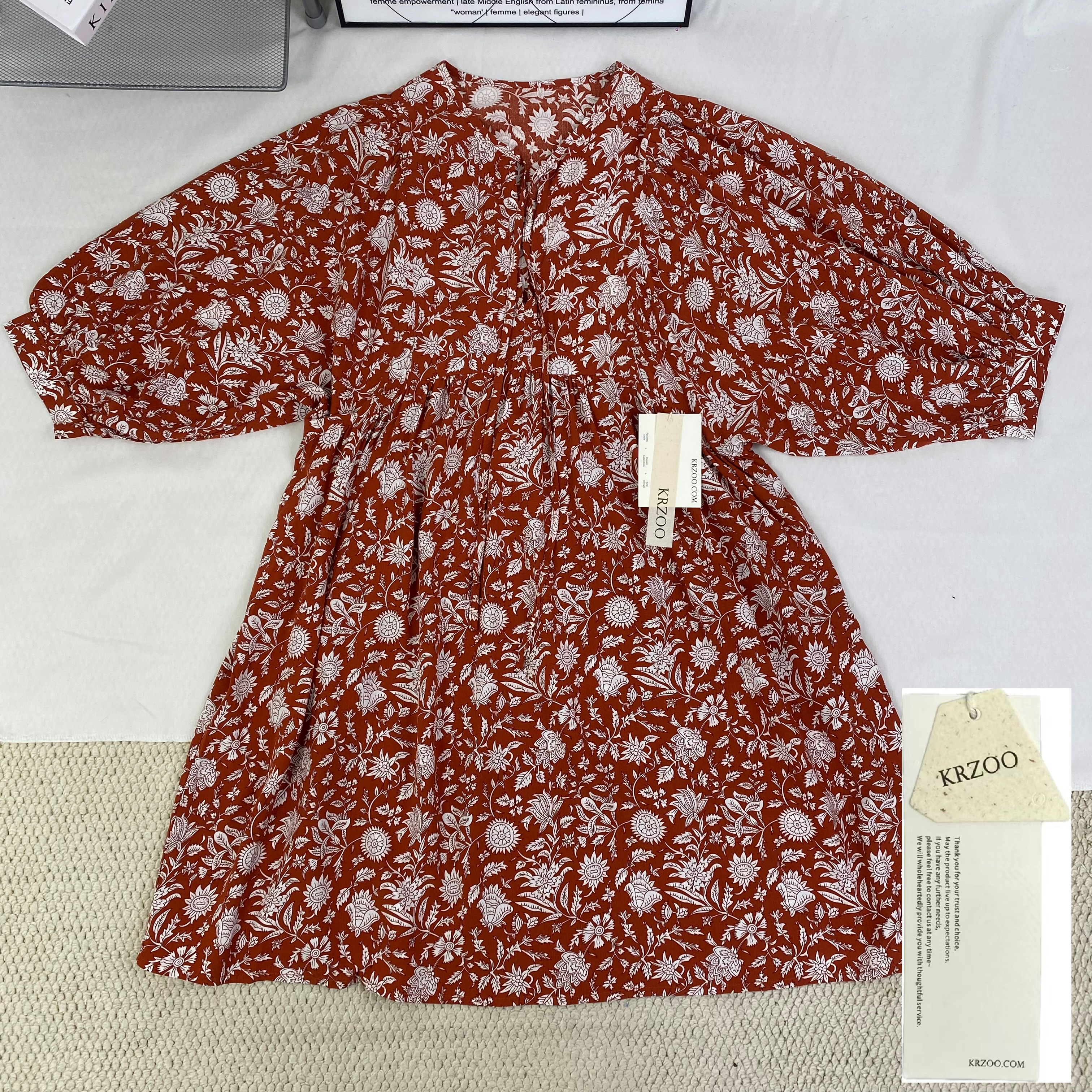 Loose strap printed dress