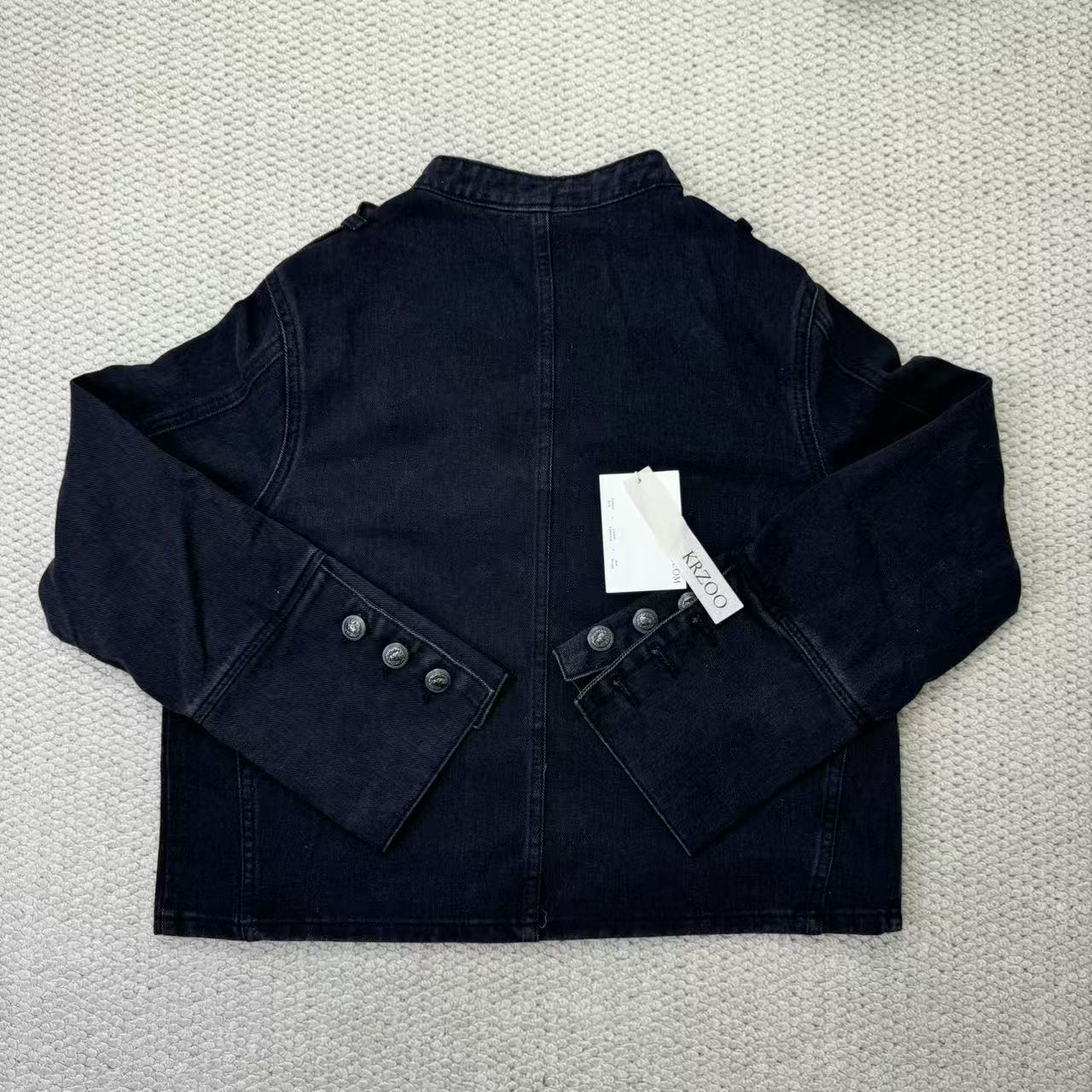 Standing collar long-sleeved denim jacket top