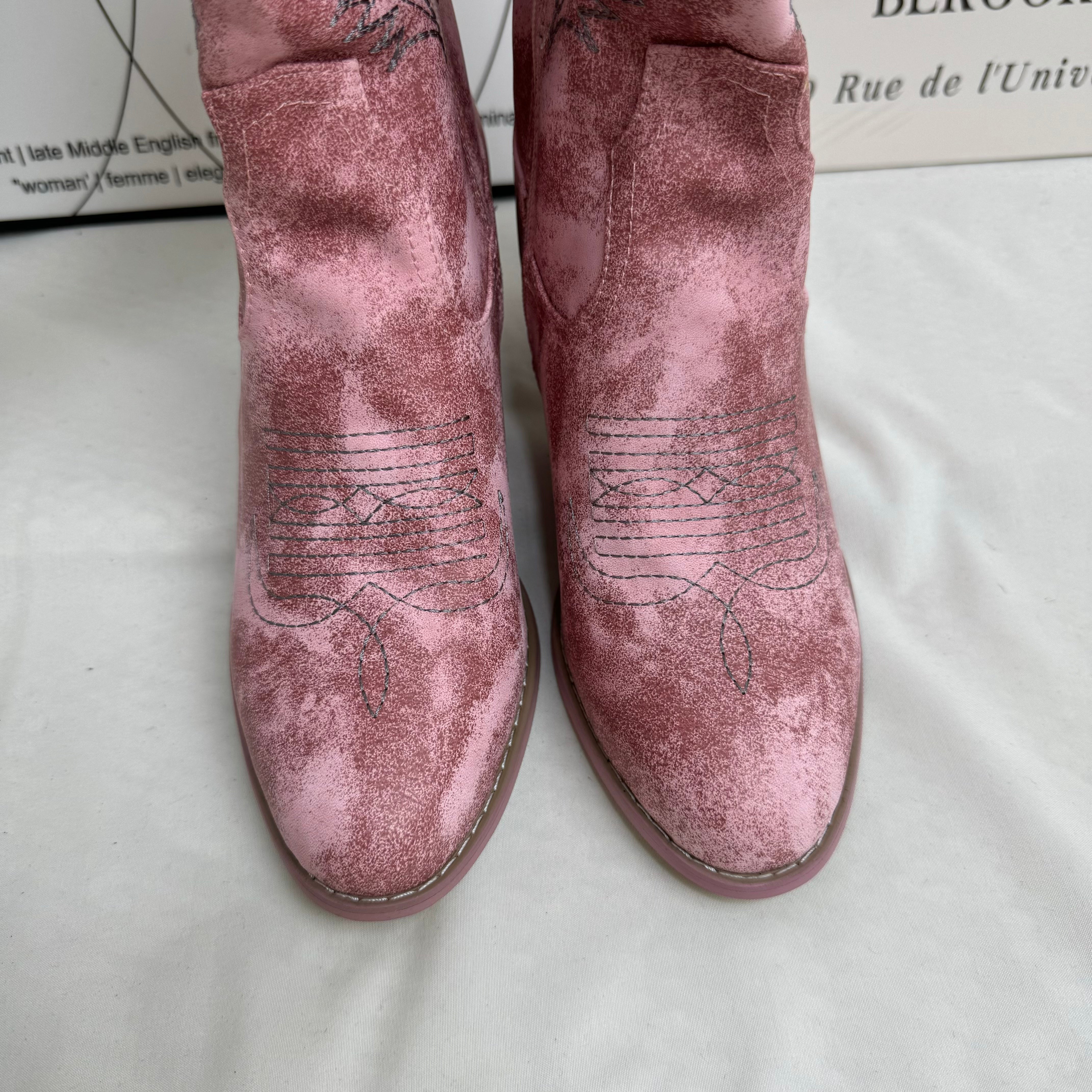 National style embroidered high-heeled boots