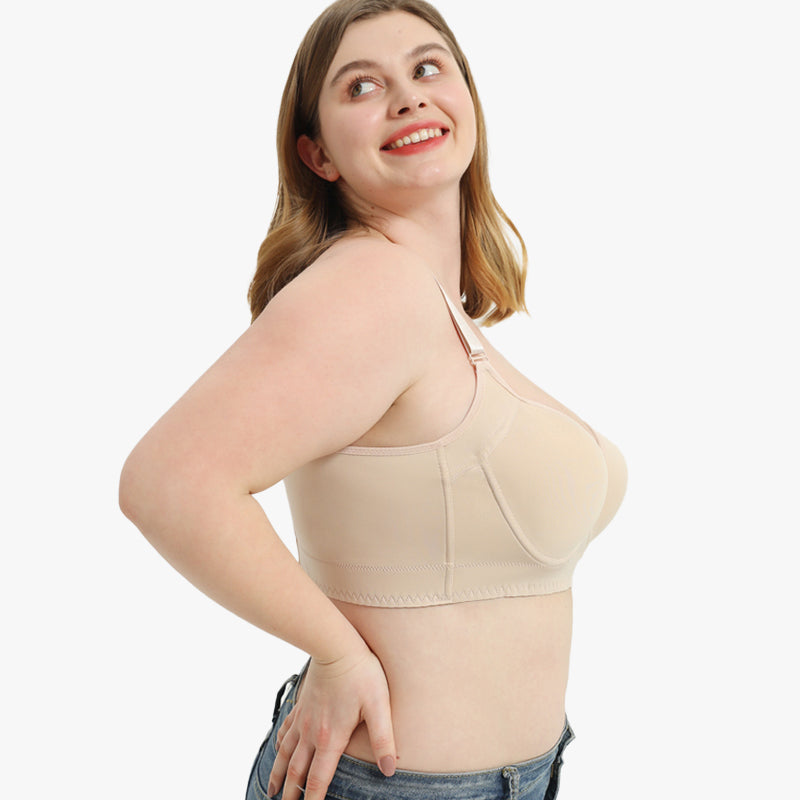 Full-Coverage Back Smoothing Bra - Black+Beige (2 PCS)