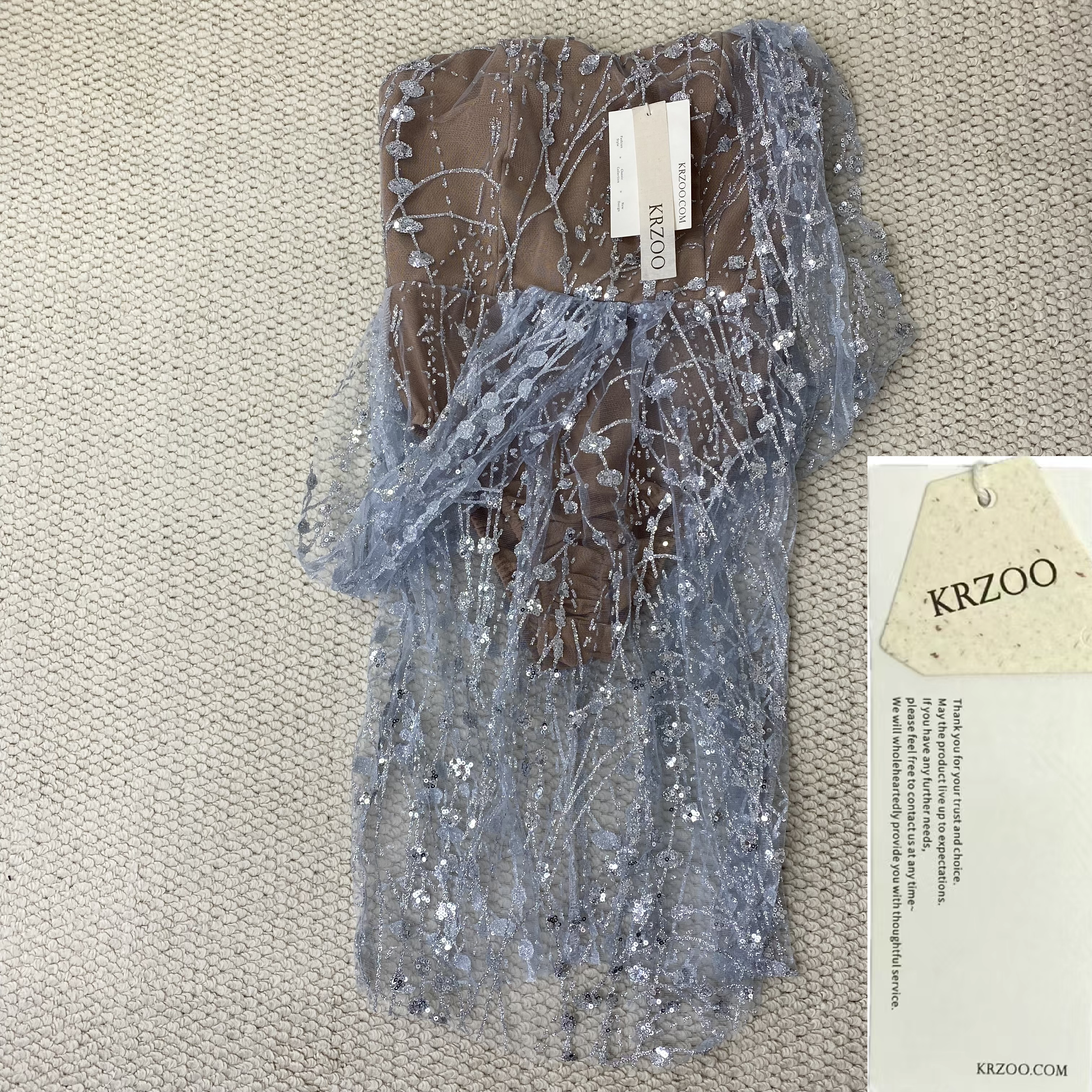 Fluffy sequin-covered bustier dress