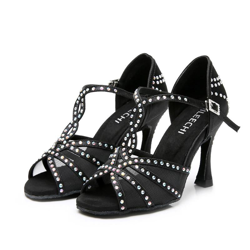 Women's Satin Customized Heel Ballroom Dance Shoes Latin Shoes
