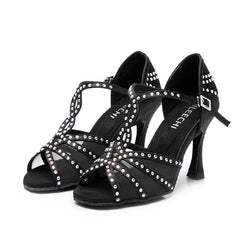 Women's Satin Customized Heel Ballroom Dance Shoes Latin Shoes