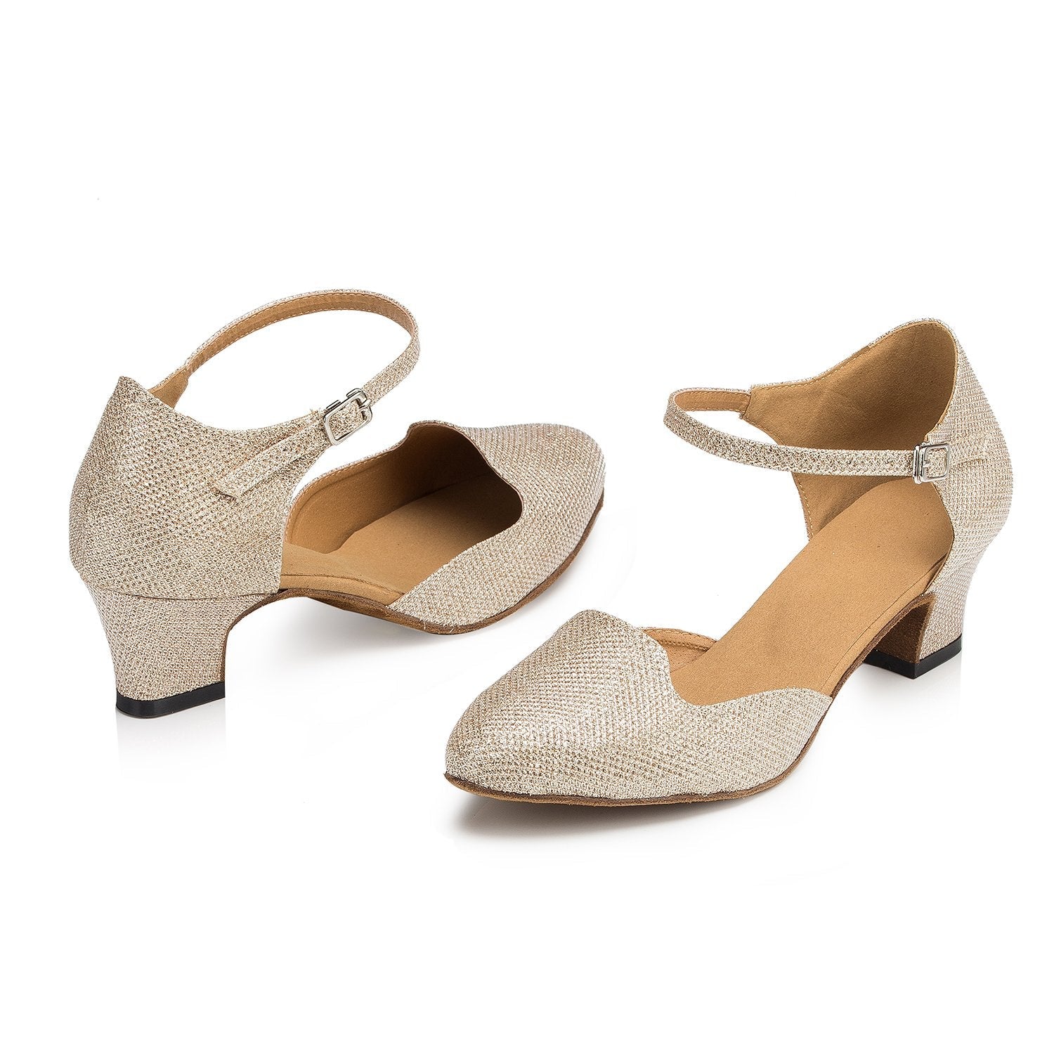 Women's Gold Real Leather Customized Heel Modern Dance Shoes Ballroom Dance Shoes