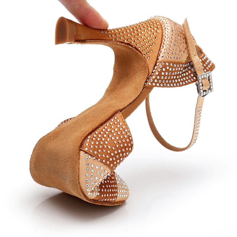 Women's Satin Customized Heel Latin Shoes Ballroom Dance Shoes