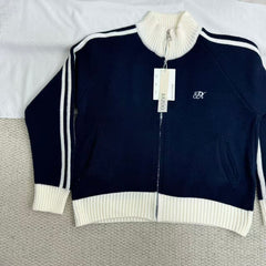 Color-block Long-sleeve Stand-collar Sweater