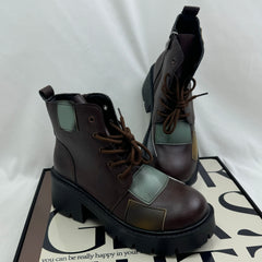 Soft leather multi-color ankle boots