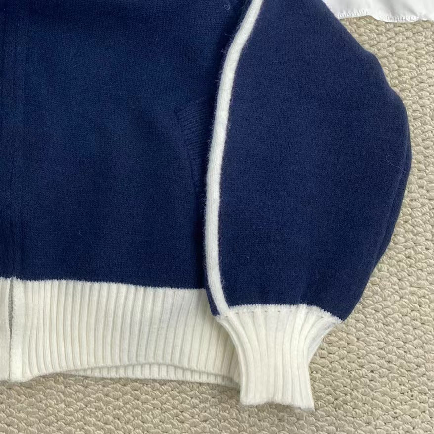 Color-Blocked Stand-Up Collar Sweater