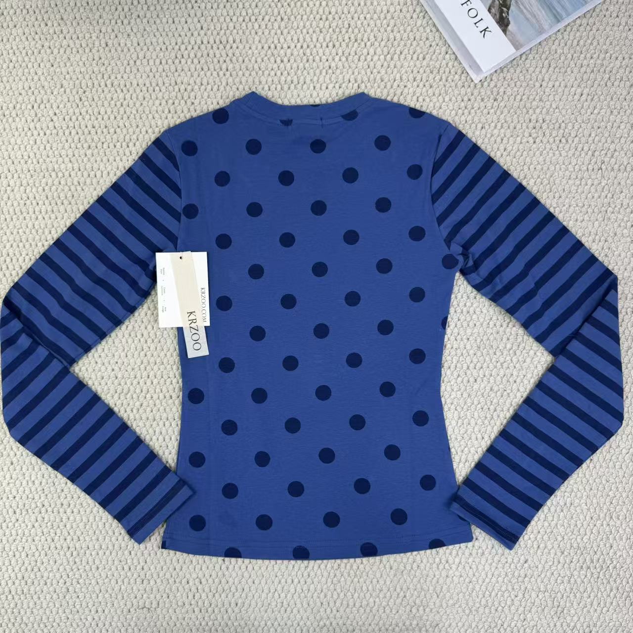 Striped and polka-dot all-over long-sleeved shirt