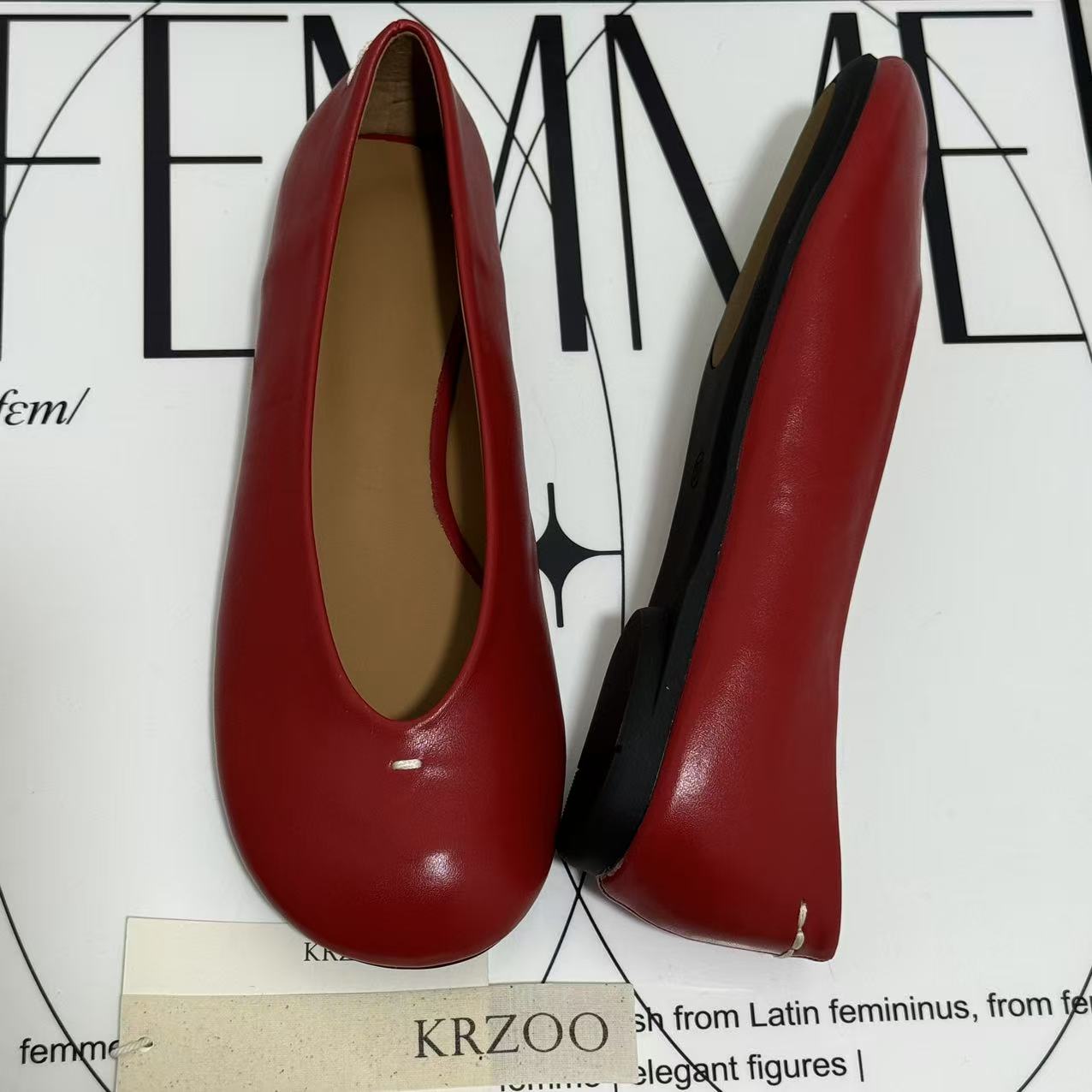 Round-Toed Little Red Slip-Ons