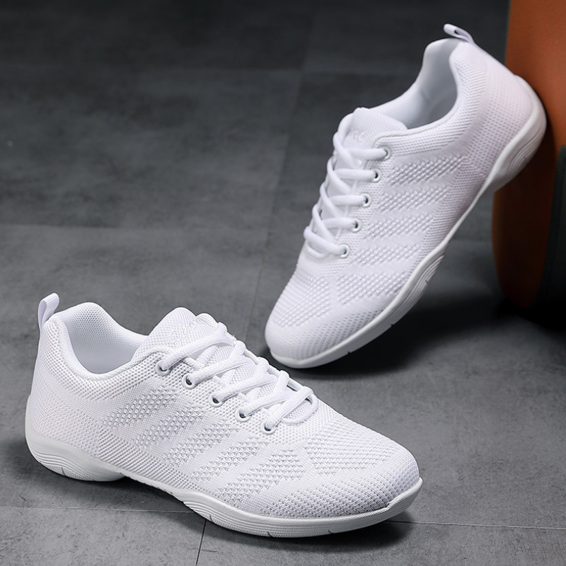 Women's White Mesh JazShoes Lace-up Dance Sneakers