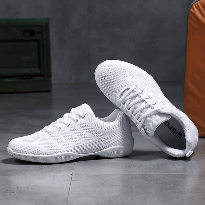 Women's White Mesh JazShoes Lace-up Dance Sneakers