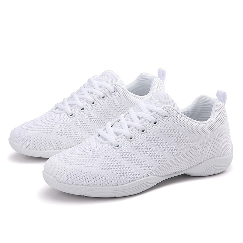 Women's White Mesh JazShoes Lace-up Dance Sneakers