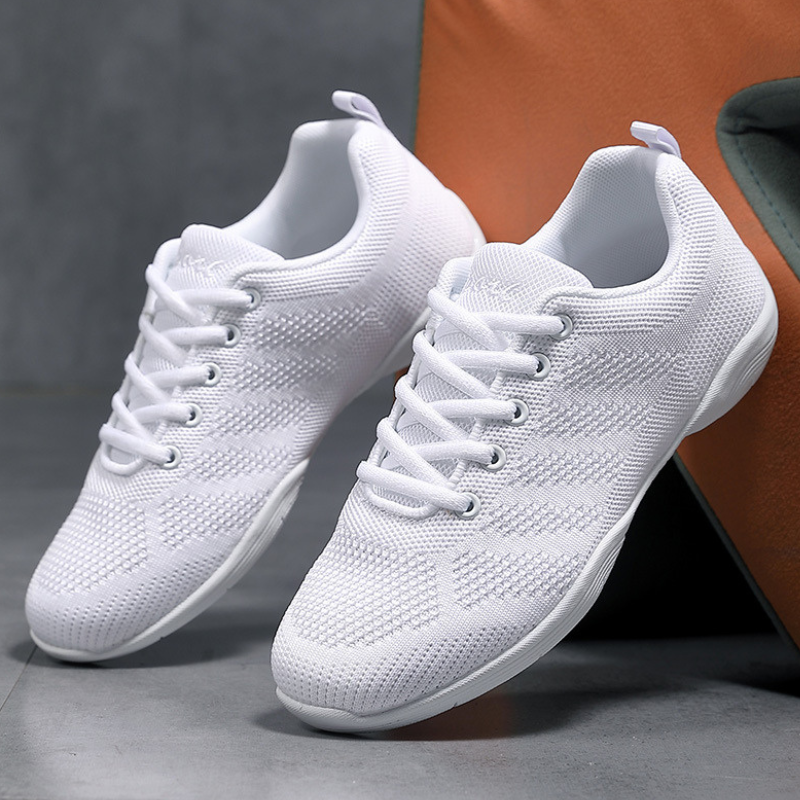 Women's White Mesh JazShoes Lace-up Dance Sneakers