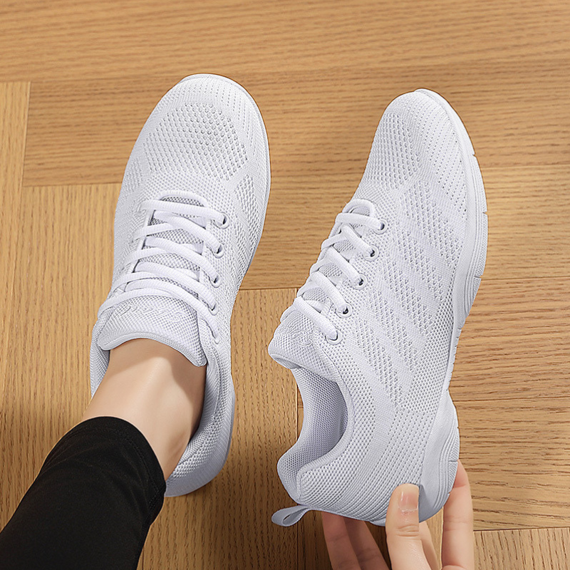 Women's White Mesh JazShoes Lace-up Dance Sneakers