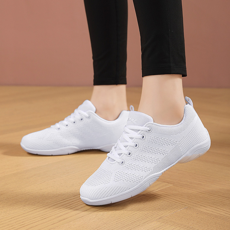 Women's White Mesh JazShoes Lace-up Dance Sneakers