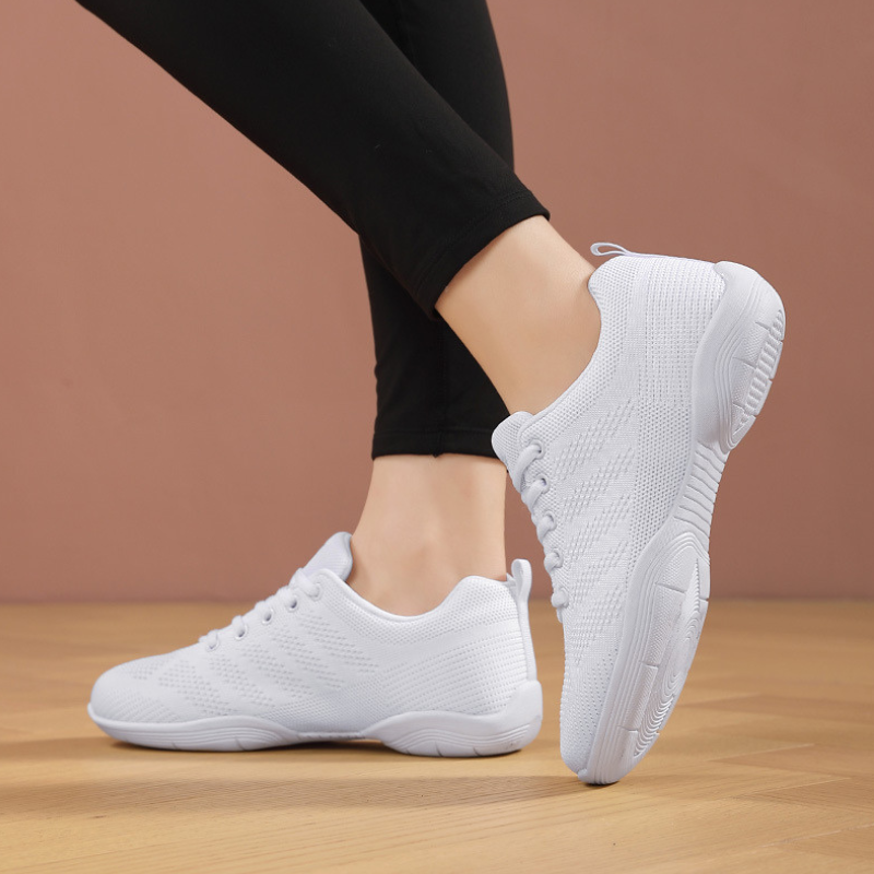 Women's White Mesh JazShoes Lace-up Dance Sneakers