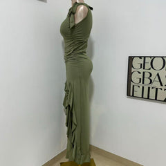 Sleeveless Long Round-Neck Dress