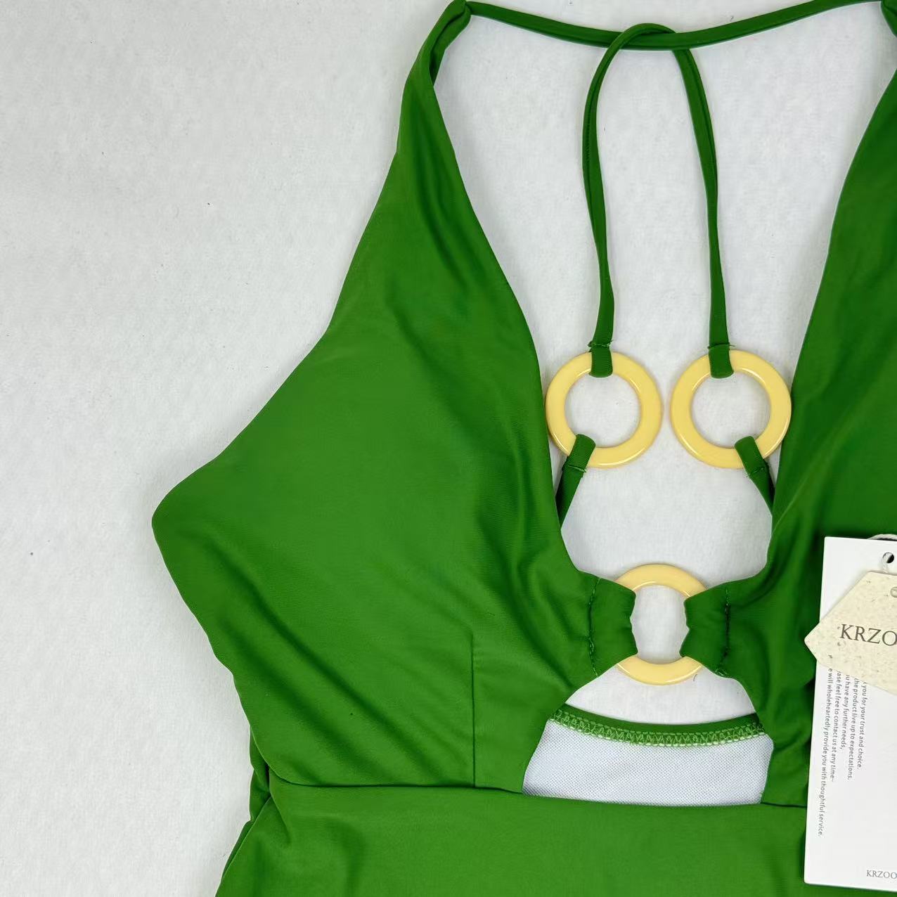Shaping V-neck revealing-back swimming suit