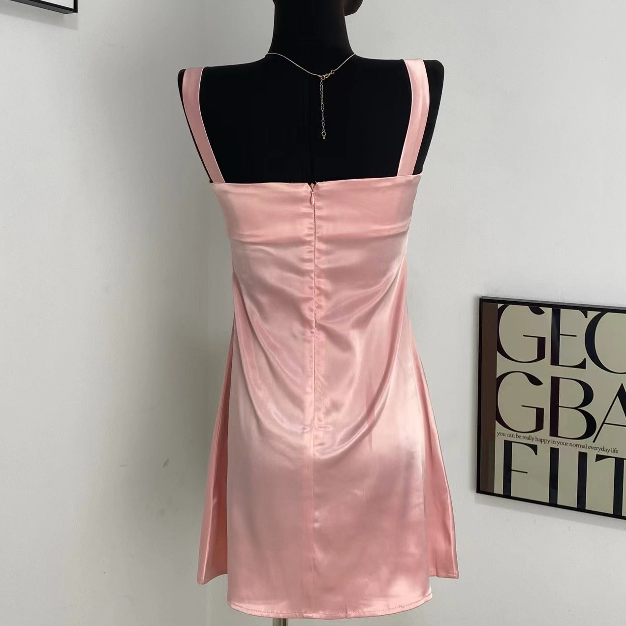 Satin Open-Back Slip Dress