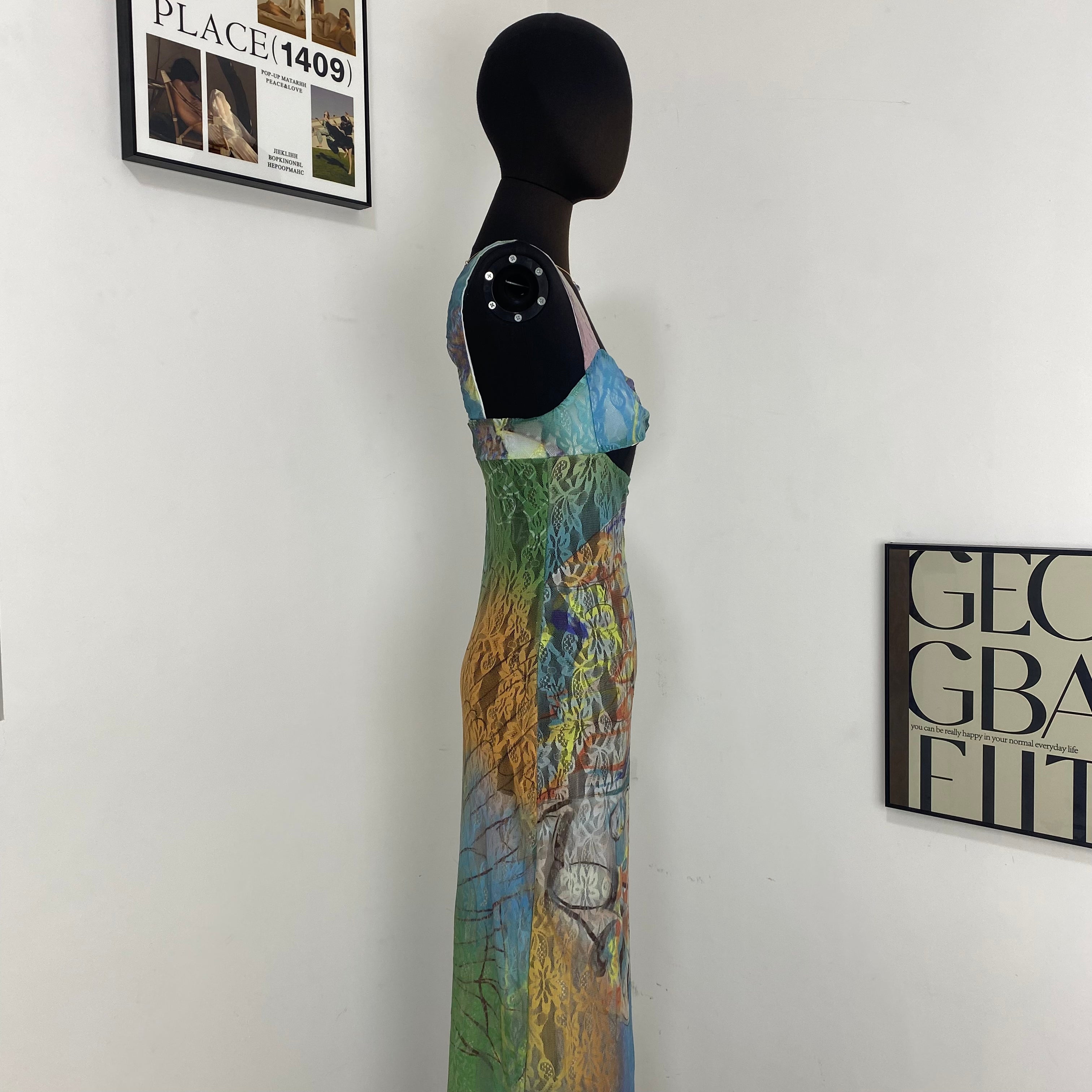 Printed Sleeveless Backless Dress