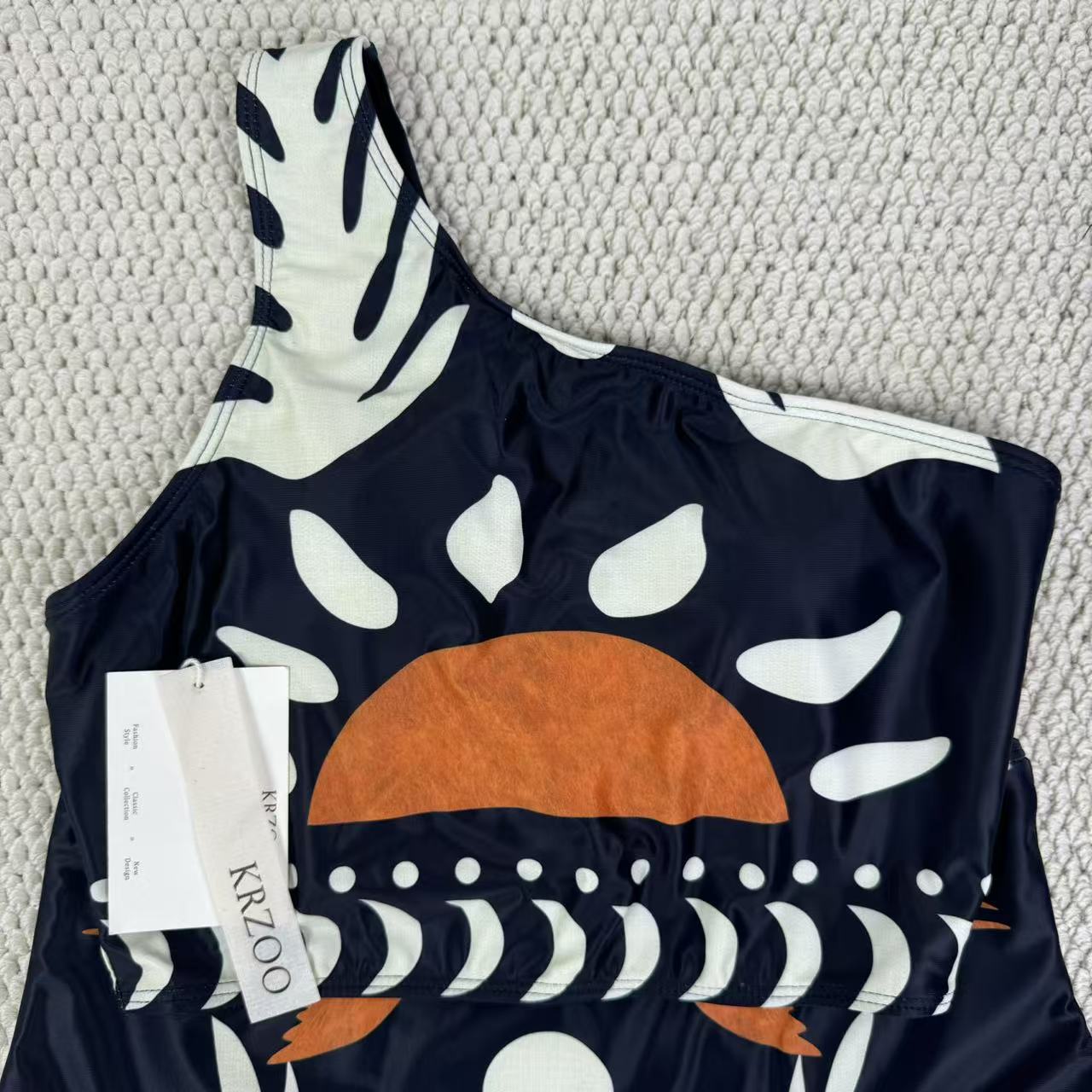 Retro printed netting swimwear