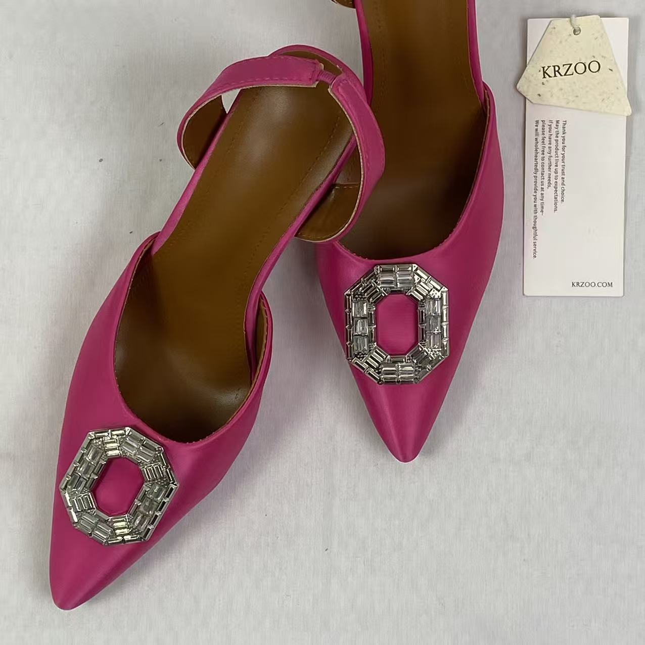 Waterdrop square buckle silk satin high heels