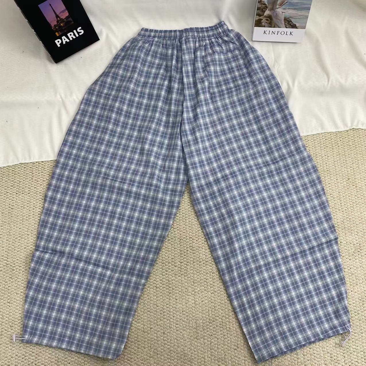 Retro Blue Checkered Pants