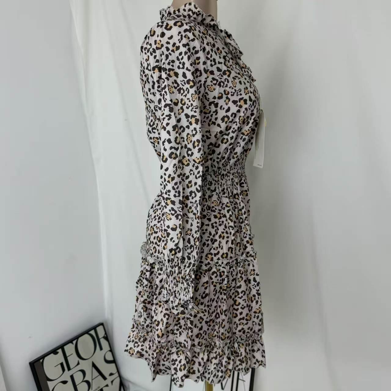 Leopard-Print Puff-Sleeve Dress