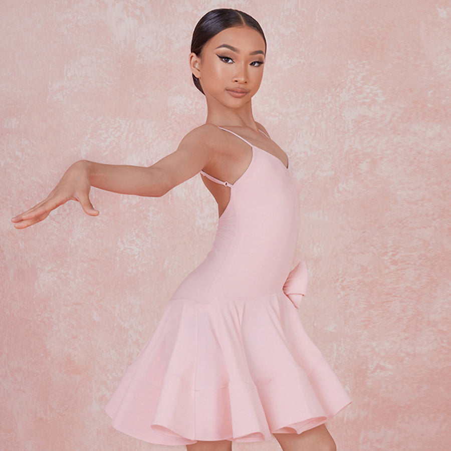 Girls Sleeveless V Neck Performance Dance Dresses Dancewear