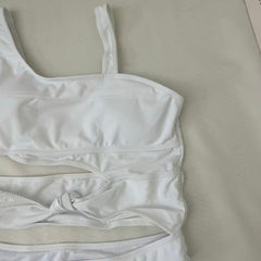 Patchwork hollowed-out one-piece top
