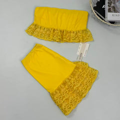 Strapless bust-hugging skirt with lace set