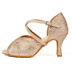 Women's Sparkling Glitter Customized Heel Salsa Latin Dance Shoes