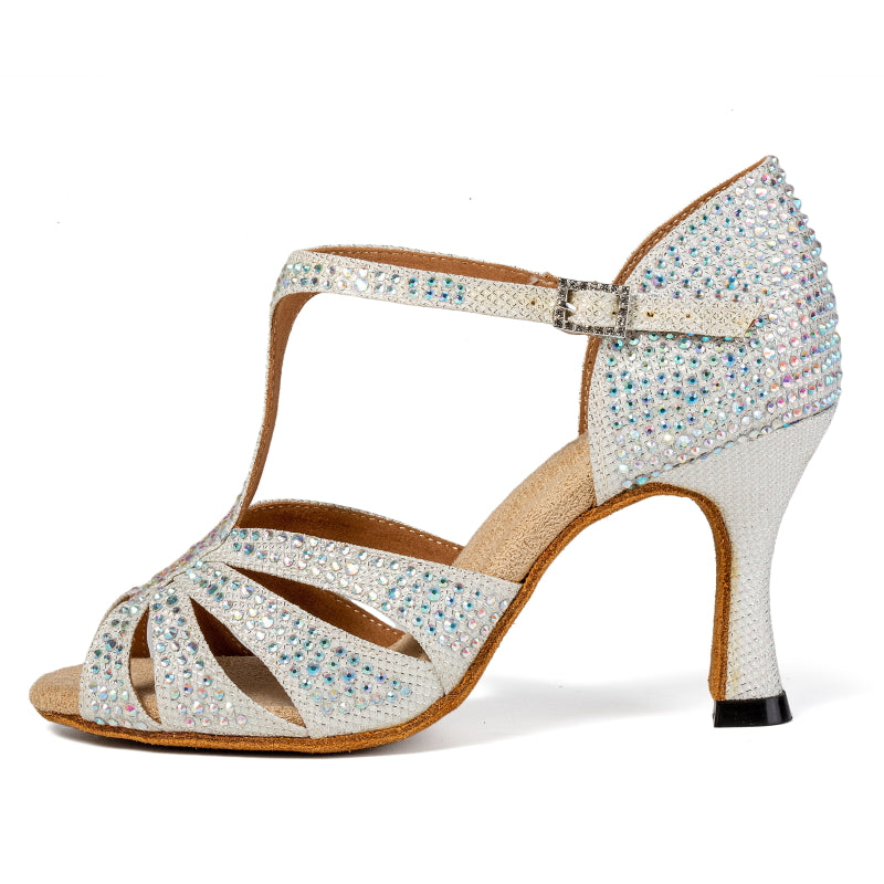 Women's Sparkling Glitter Customized Heel Salsa Latin Dance Shoes