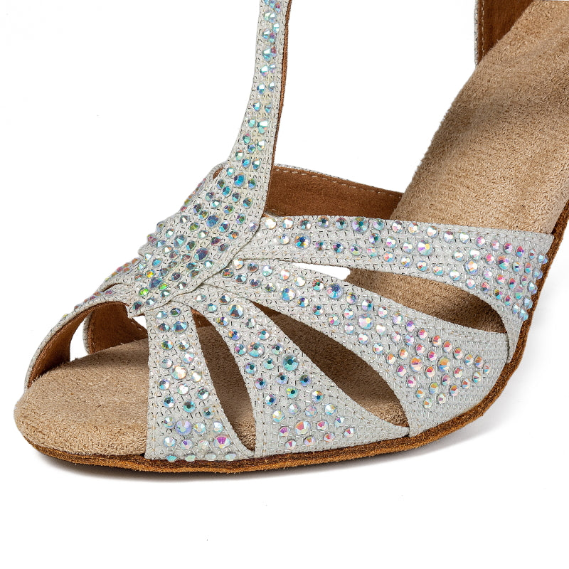 Women's Sparkling Glitter Customized Heel Salsa Latin Dance Shoes