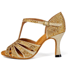 Women's Sparkling Glitter Customized Heel Salsa Latin Dance Shoes
