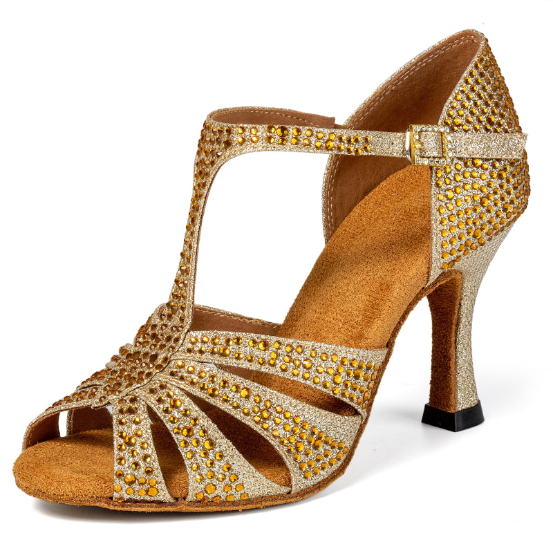 Women's Sparkling Glitter Customized Heel Salsa Latin Dance Shoes