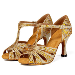 Women's Sparkling Glitter Customized Heel Salsa Latin Dance Shoes