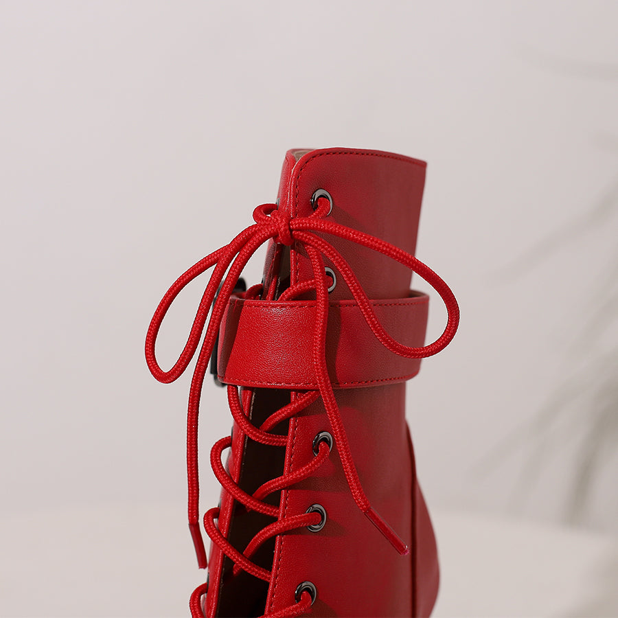 Women's 9.5cm Heel Rubber Sole Leatherette JazShoes Open Toe Dance Heels Boots