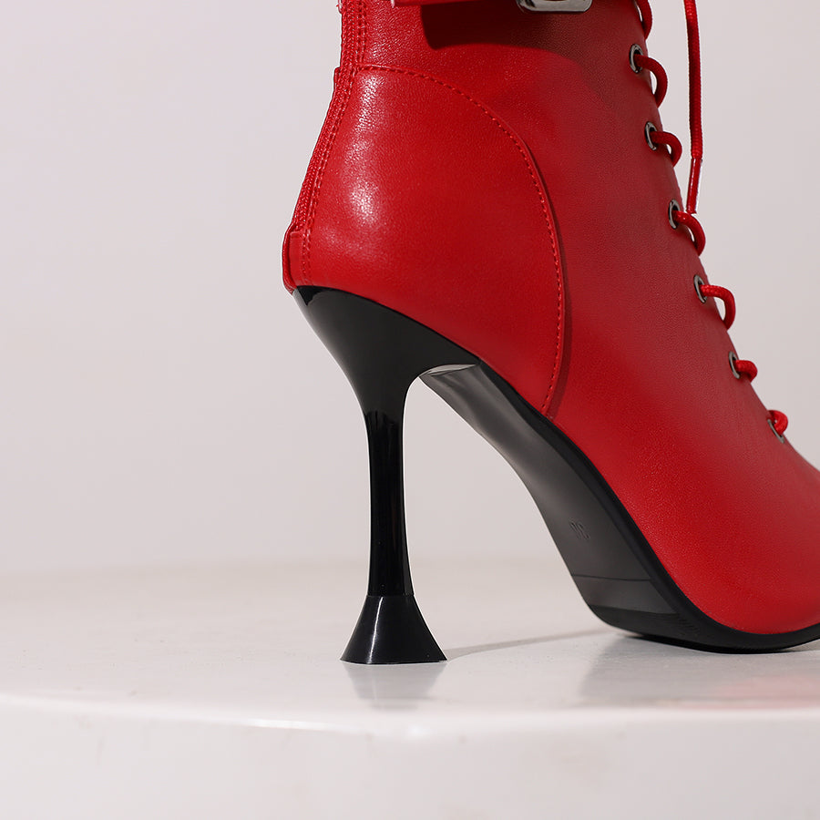 Women's 9.5cm Heel Rubber Sole Leatherette JazShoes Open Toe Dance Heels Boots