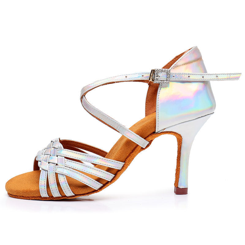 Women's Leatherette 5.5cm/7.5cm/8.5cm Heel Ankle Strap Latin Shoes Ballroom Dance Shoes