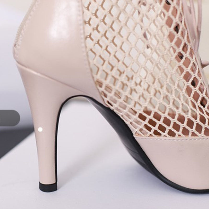Women's 7cm/9cm Heel Peep Toe Rubber Sole JazShoes Dance Boots