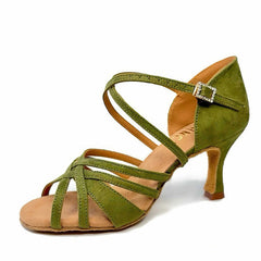 Women's Green Customized Heel Latin Dance Shoes Ballroom Dance Shoes