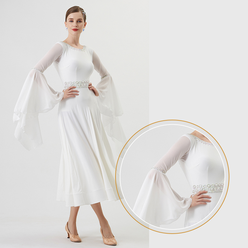 YUN Customisable-Women's Long Sleeve DiamonDress For Ballroom Dancing standard/Smooth Dress