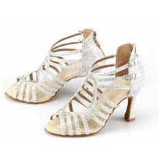 Women's Rhinestone Leatherette Customized Heels Dance Boots Salsa Dance Shoes