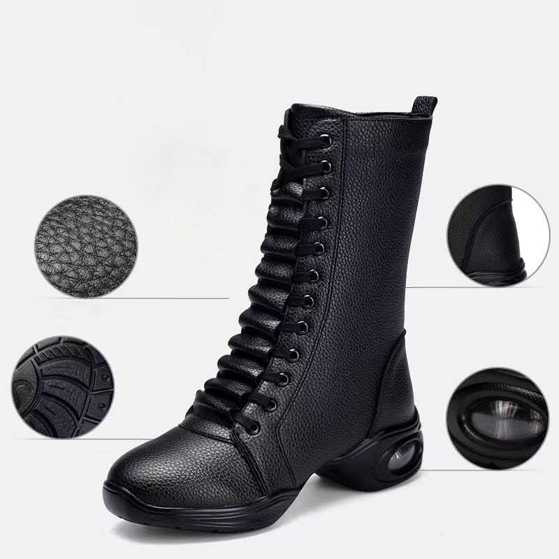 Women's Leatherette 4.5cm Heel Boots JazWith Lace-up Dance Boots Dance Shoes