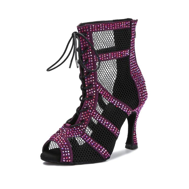 Women's Satin Customized Heel Latin Shoes Dance Boots Ballroom Dance Shoes